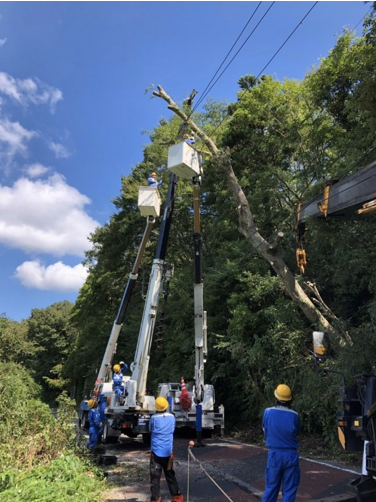 写真)千葉県内の停電復旧作業の様子