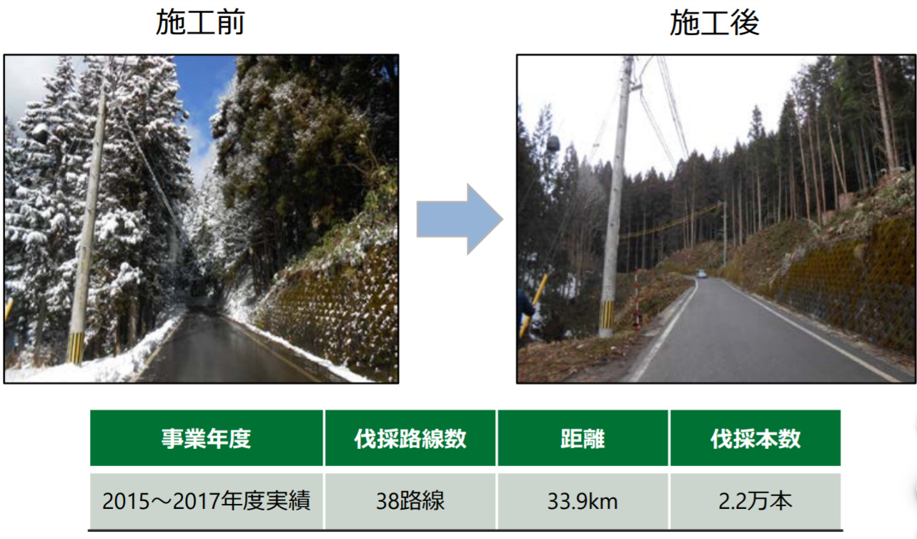 画像)「岐阜県等と中部電力でのライフライン保全対策事業の取組(計画伐採の取組)」