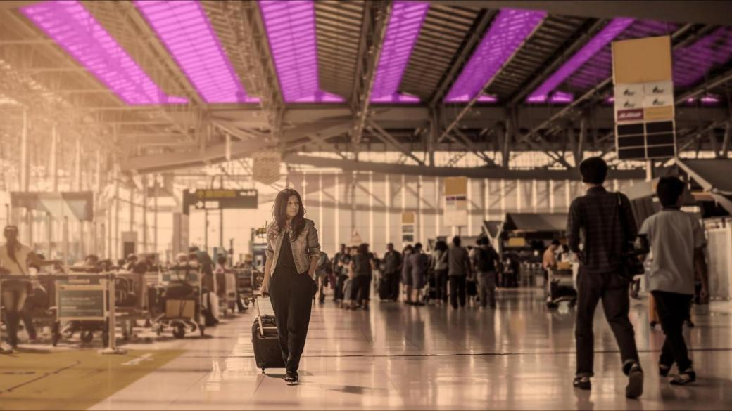 写真)UVC照射設備で滅菌している空港のイメージ