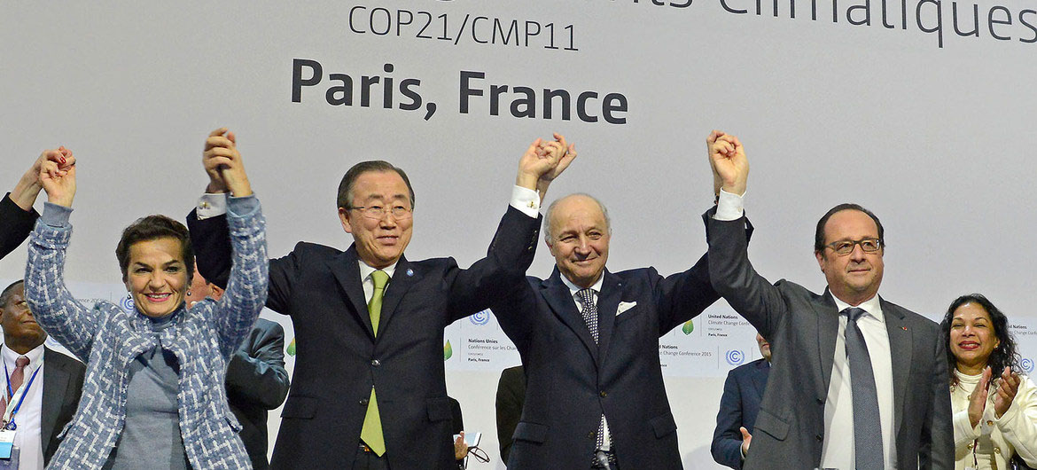 写真)2015年12月フランス・パリで開催されたCOP21(国連気候変動枠組条約第21回締約国会議)