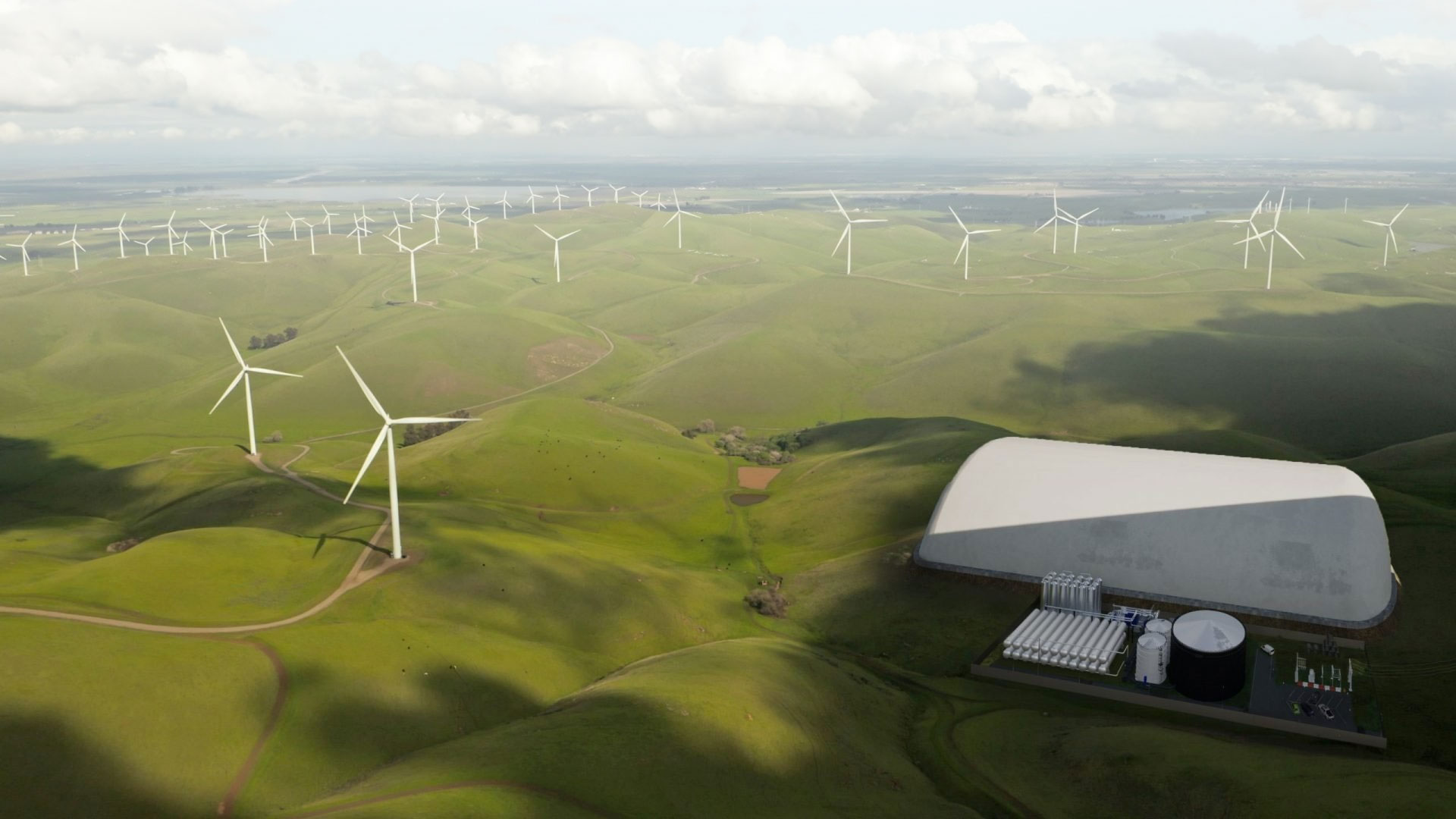写真) Energy Dome社のCO₂バッテリーの建設イメージ