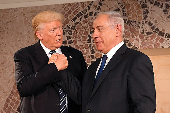 写真8:イスラエル ネタニヤフ首相とトランプ米大統領(2017年5月23日エルサレム)