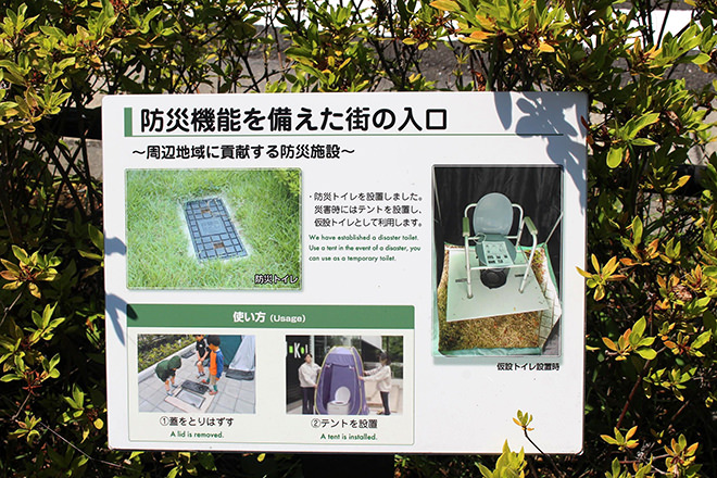 写真)公共スペースに設置された災害用トイレの使い方パネル