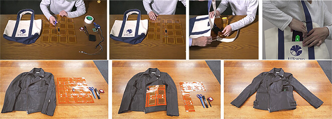 写真)ワイヤレス充電可能な鞄・衣服